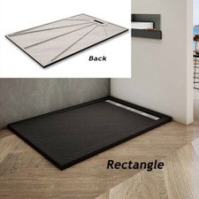 Luxury Square/Rectangle Slate Effect Shower Stone Tray+Free Waste&Drain Trap