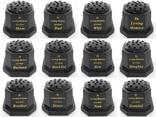Black memorial vase with - black,