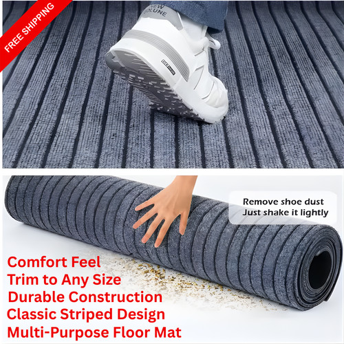 Striped rubber door mat - striped,