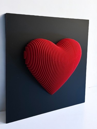 Heart wall art red - 3d,