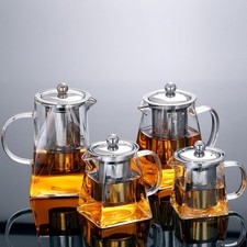 Heat Resistant Clear Glass Tea Pot with Infuser Coffee/Green Tea Brew Pot