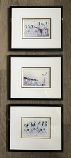 Set of 3 Framed Bon Chandiyamba "Ant Figure" Folk Art Prints from South Africa