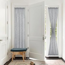 PONY DANCE Door Window Curtain - 30 x 72 in 30"W x 72"L Light Grey Slub Linen