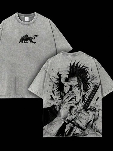 Anime graphic shirt washed - graphic, t-shirt