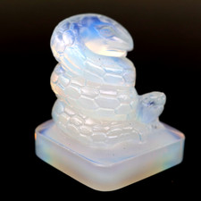 Sabino Snake Frog Figurine Opalescent Signed Art Glass h4cm c1920-40