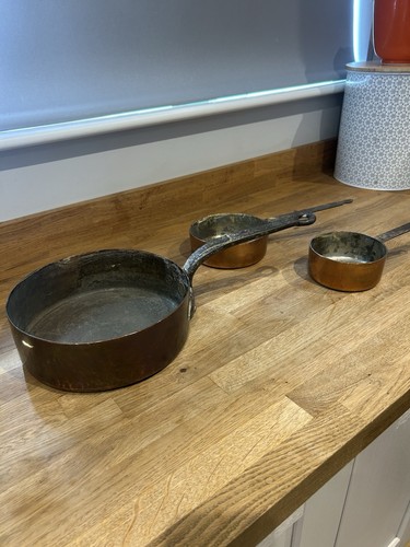 Antique copper pans - copper,