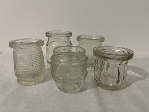 Vintage glass paste jars - 5x,