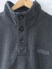 Regatta Mens High Neck 1/4 Button Pullover Jumper Fleece Lined XL Dark Grey VGC