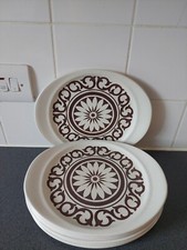J&G Meakin Cream Brown Maidstone Oval Stoneware Steak Plates Set Of 7 Dishwash