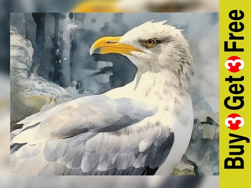 Serene seagull portrait - serene,