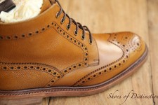 Loake 1880 Cogswell Tan Brown Leather Derby Boots Shoes UK 8.5 F US 9.5 EU 42.5