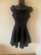 Black Stretchy Skater Dress Size 10 By Boohoo