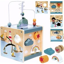 2025 Wooden Cube Baby Toys - Wooden Toys for 1-3 Year Old Boys Girls - Table.