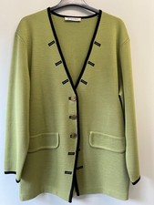 Jacques Vert Wool Blend Knit Jacket Green & Black Size 3 Large