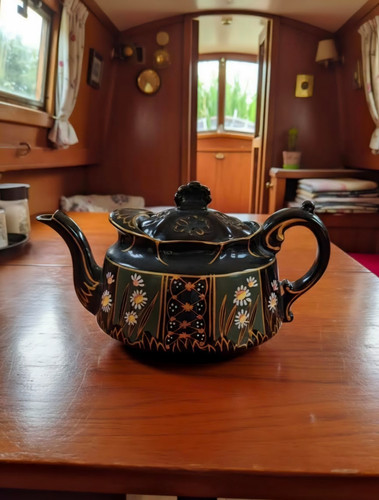 Vintage black glazed - glazed, ceramic