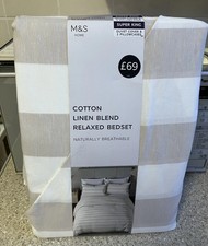 New  M&S Cotton Linen Superking Bedset- Duvet Cover & 2 Pillowcases