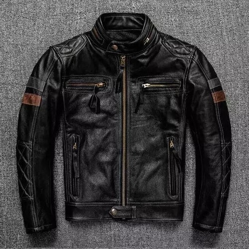 Men leather jacket - leather,