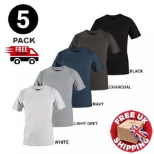 Mens Plain T-Shirt 5 Pack 100% Cotton Heavy Blend High Quality Short Sleeve Tee