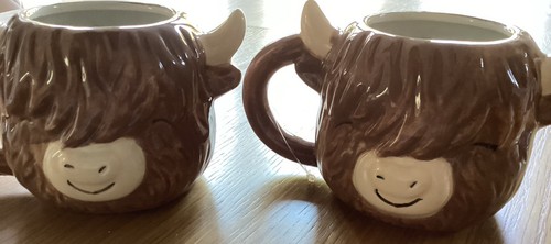 Pair cute highland cow mugs - highland,
