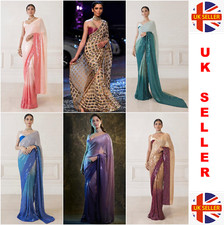 *UK SELLER* Sequin Designer Saree Sari Sequence Indian Pakistani Bollywood  