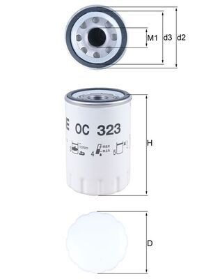 Mahle oc323 oil filter fits - oil,
