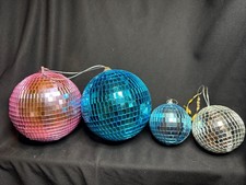 Four Mirrored Glitter Ball Decorations