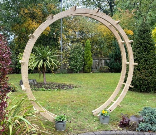 Moon gate flower circle wood - moon,