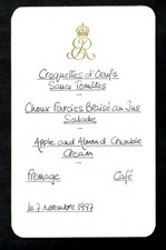Royal menu queen - menu, elizabeth