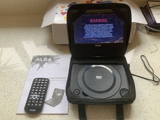 ALBA T-701 7" Swivel screen Portable DVD Player Black remote / adapter working.