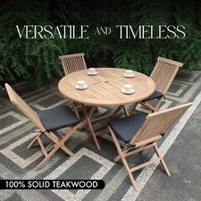 Emporium Outdoor Garden Furniture Teak Wood Dining Table and Chairs 4 seater set