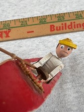 Wooden Man in Boat Bobblehead Fisherman Made in Japan 4.75in