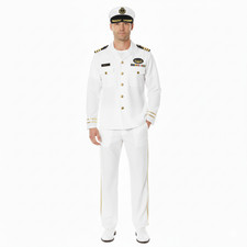 ADULTS SAILOR CAPTAIN COSTUME OFFICER FANCY DRESS NAUTICAL SUIT HAT