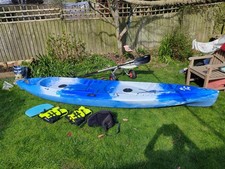 Double 2+1 Kayak plus seat, trolly wheels, 2x oars and 2x kids life jackets