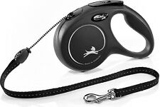 Flexi Dog Lead. Classic Black. Cord, Extendable, Retractable. XS/S/M. 3m/5m/8m