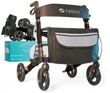 Helavo Foldable Rollator with Seat - Lightweight Aluminum Rolling Walker Black