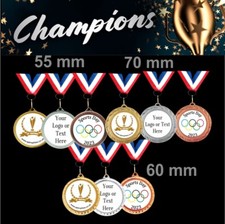 Personalised School Sports Day Medals + Ribbon + Your Own Logo