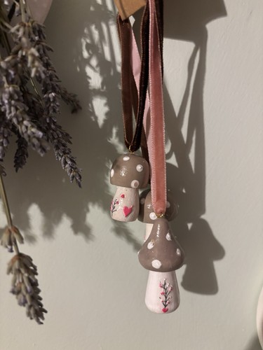 Brown pink whimsical hanging - &,
