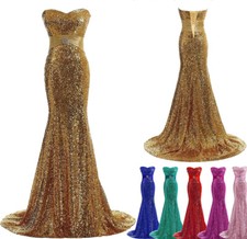 NEW Evening Formal Party Ball Gown Prom Bridesmaid Fishtail Sequin Dress UK 6-24