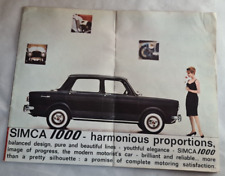 Vintage Simca 1000 French Car Sales & Specification 8 Paged Brochure c1961