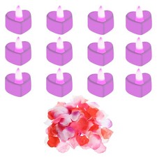 12 Pcs Heart Shaped LED Tea