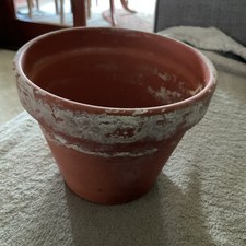 Terracotta Clay Plant Pot 13cm Diam 10cm Height Large Drain Hole Slight Wear 