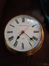 Brass London Clock Company 9" X 9" Vgc (New Battery Fitted)