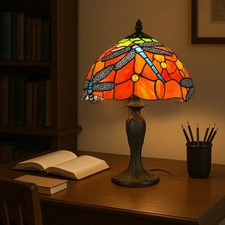 Stained Glass Tiffany Table Lamp Traditional Shade Handcrafted  Room Light