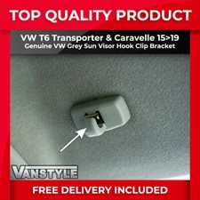FITS VW T6 TRANSPORTER 15>19 GENUINE VW GREY SUN VISOR HOOK CLIP BRACKET HANGER