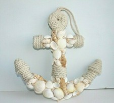 Nautical Shell & Rope Anchor Wall Hanging Coastal Home Design 32 x 32 x 5 cm