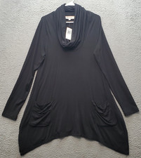 Philosophy A-Line Dress Women's L Black Cut & Sew Knits Cowl Neck Draped Pockets