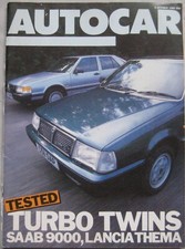 Autocar magazine 9/10/1985 featuring Saab, Lancia Thema road test, NG TC Citroen
