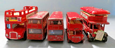 5 Vintage London Bus Models in need of TLC - Corgi, Lesney Matchbox, Lledo