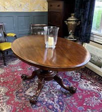 Antique Victorian Mahogany Oval Tilt Top Breakfast / Dining Table