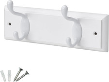 2 Hook White Wooden Wall